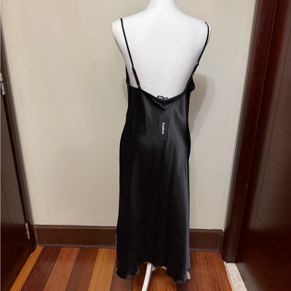bebe Black Satin Cowl Neck Midi Dress nwt - Picture 5 of 11